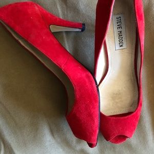 Red Suede Steve Madden Kitten Heel